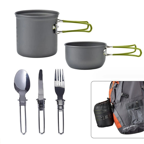 Portable Camping Cookware Set with Cutlery