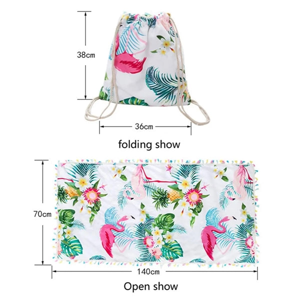 2 in 1 Beach Towel Drawstring Backapck