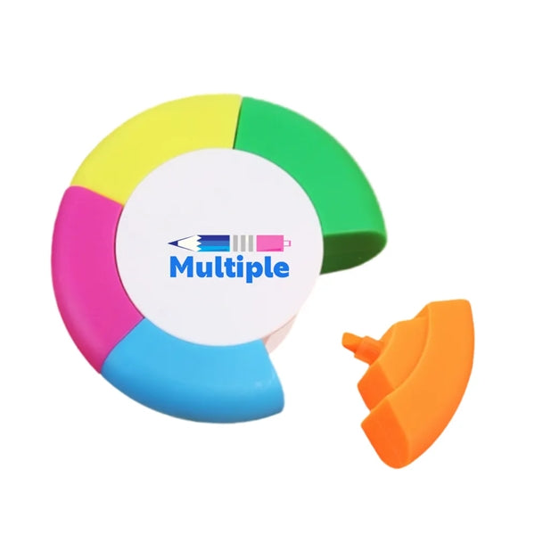 Five Color Round Highlighter Pen