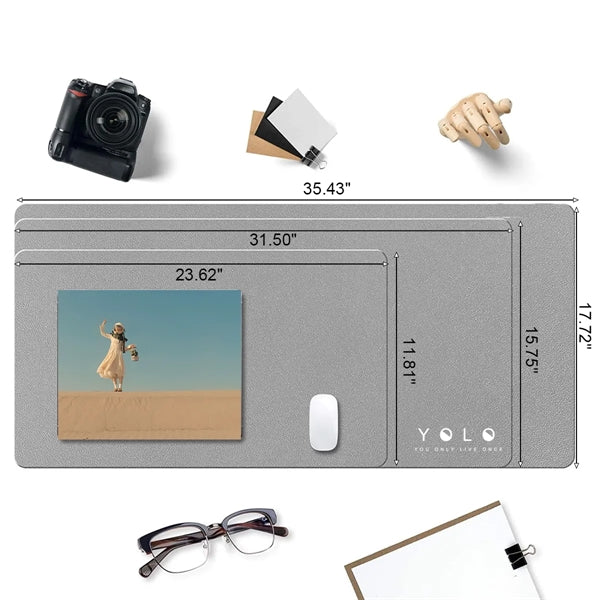 Large Rectangle PU Leather Mousepad Desk Mat