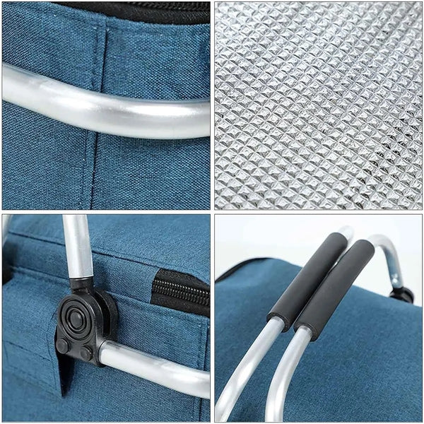 Portable Collapsible Insulated Picnic Basket with Handles