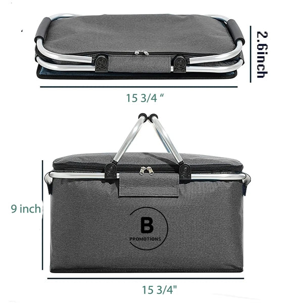 Portable Collapsible Insulated Picnic Basket with Handles