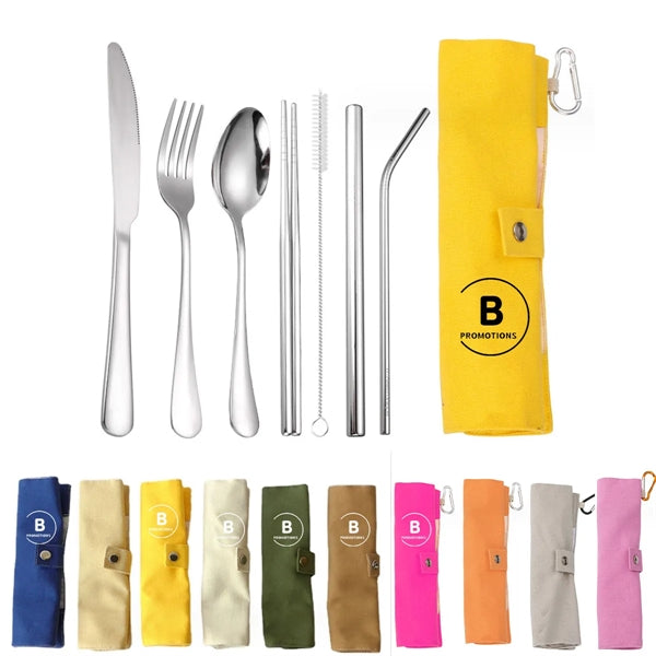 Portable 7 pcs Stainless Steel Cutlery Set
