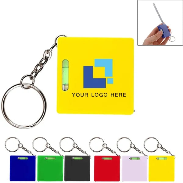 Square Tape Measure With Level Keychains