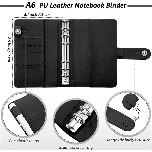 A6 PU Leather Notebook Binder
