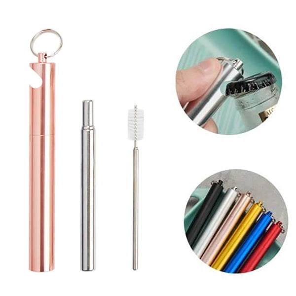 Stainless Steel Telescopic Straw W/ Bottle Opener