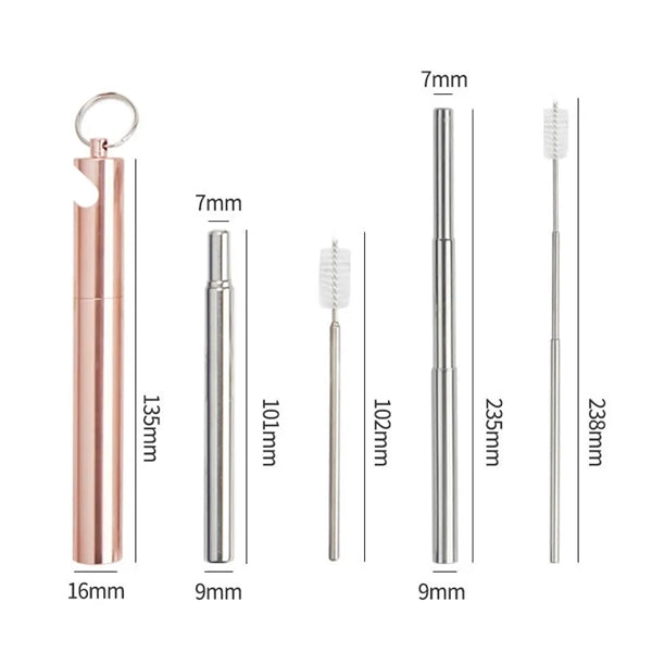Stainless Steel Telescopic Straw W/ Bottle Opener