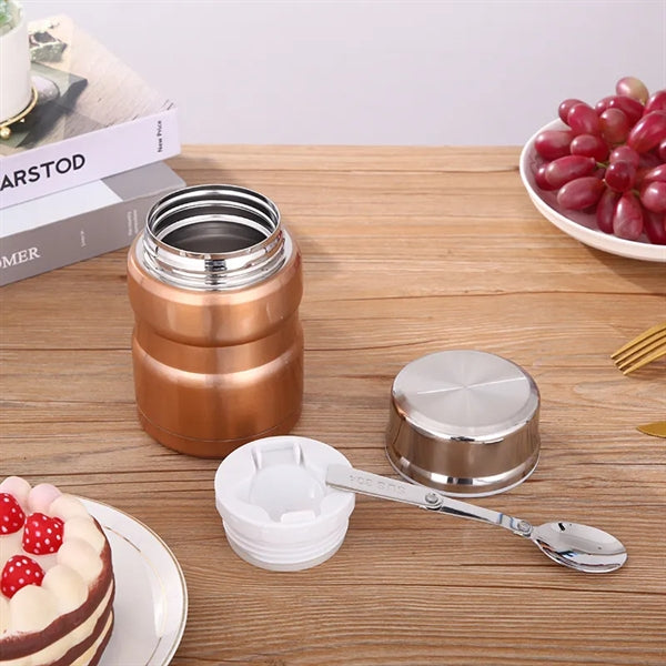Insulated Stainless Steel Food Jar with Folding Spoon