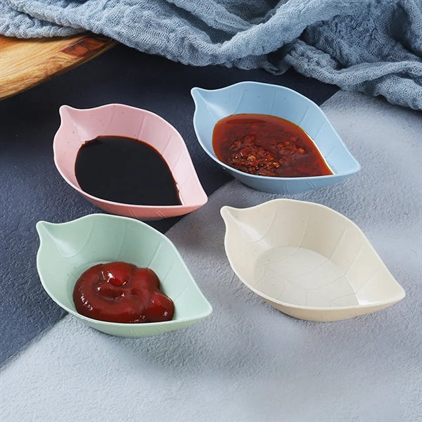 Sauce Dish Wheat Straw Creative Leaf Shaped Dipping Bowl