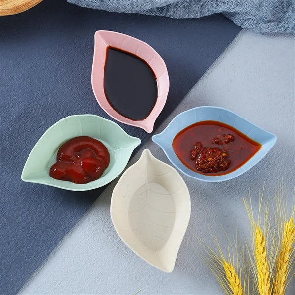 Sauce Dish Wheat Straw Creative Leaf Shaped Dipping Bowl