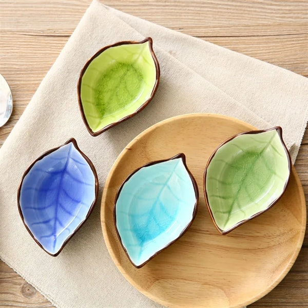 Creative Leaf Ceramic Seasoning Dish Bowl Porcelain Dip
