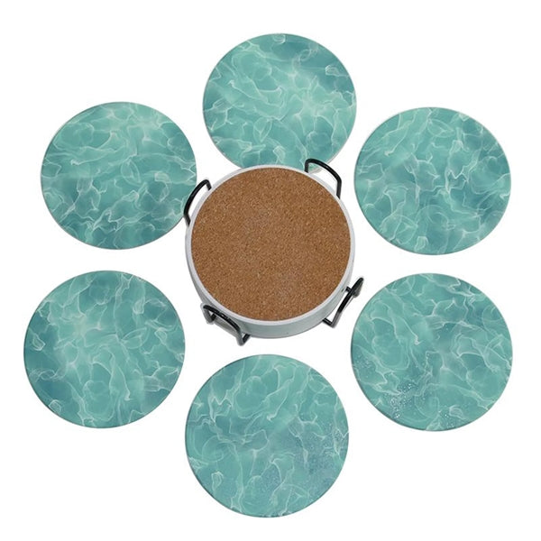 6 Pcs Ceramic Coaster Set with Holder