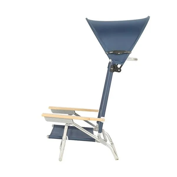 Aluminum Beach Chair with Canopy and Wooden Arms
