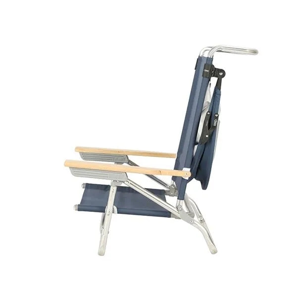 Aluminum Beach Chair with Canopy and Wooden Arms