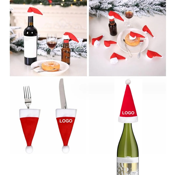 Christmas Santa Hat Bottle Cap Silverware Holders