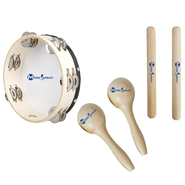 Toddler Tambourine Wood Stick Maraca Orff Instrument Set