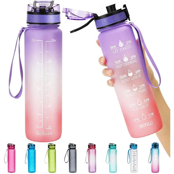 32oz Plastic Water Bottle With Time Scale