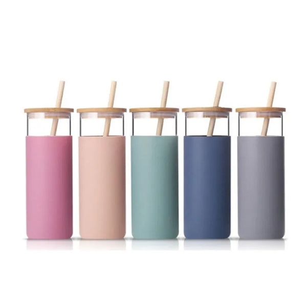 16 OZ Bamboo Lid Tumbler Glass Water Bottle