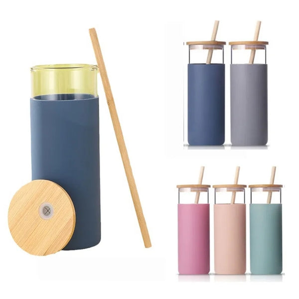 16 OZ Bamboo Lid Tumbler Glass Water Bottle