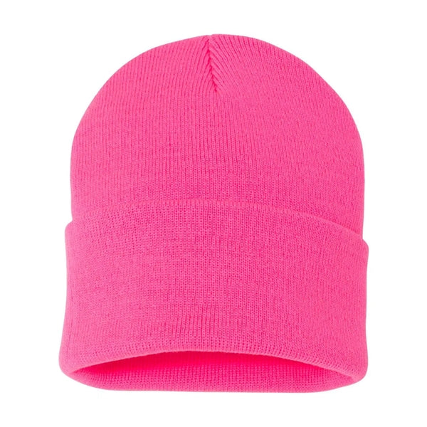 Cuffed Beanie With Faux Leather Patch