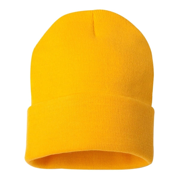 Cuffed Beanie With Faux Leather Patch