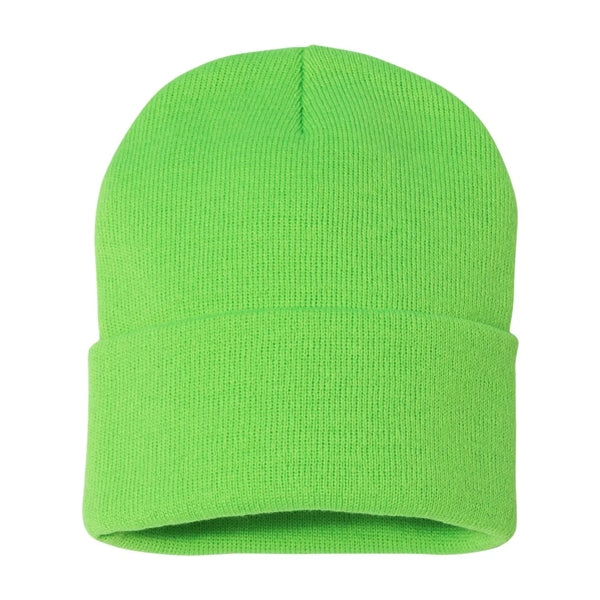 Cuffed Beanie With Faux Leather Patch