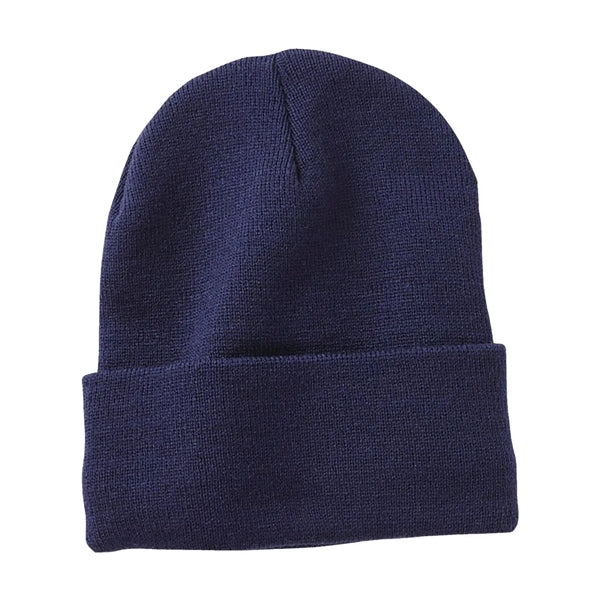 Cuffed Beanie With Faux Leather Patch