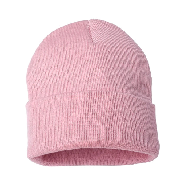 Cuffed Beanie With Faux Leather Patch