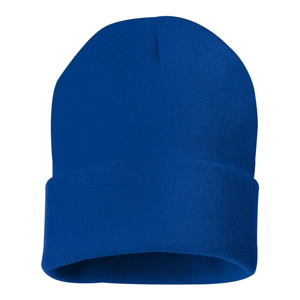Cuffed Beanie With Faux Leather Patch