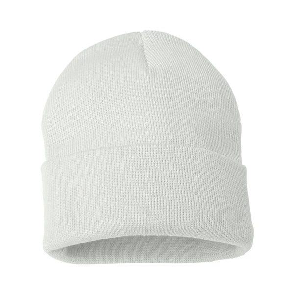 Cuffed Beanie With Faux Leather Patch