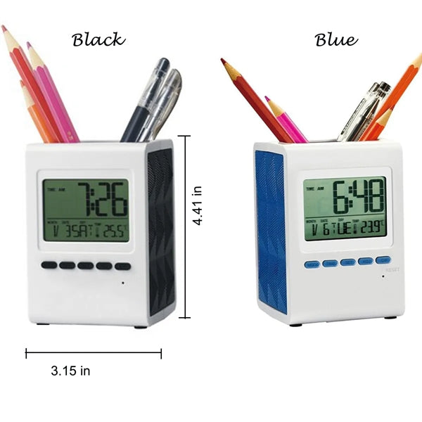 Digital Clock With Pen Stand