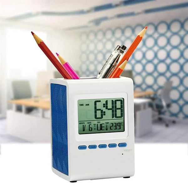 Digital Clock With Pen Stand