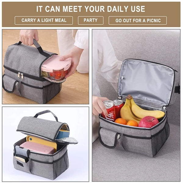 Insulated Lunch Box With Double Compartment
