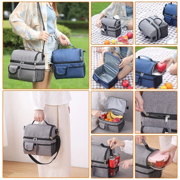 Insulated Lunch Box With Double Compartment