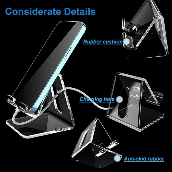 Portable Acrylic Clear Cell Phone Stand Holder for Desk