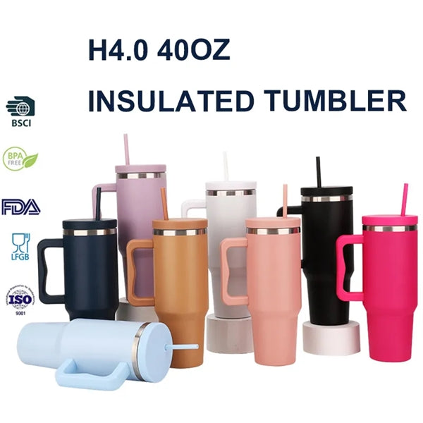 40 oz Tumbler with Handle and Straw