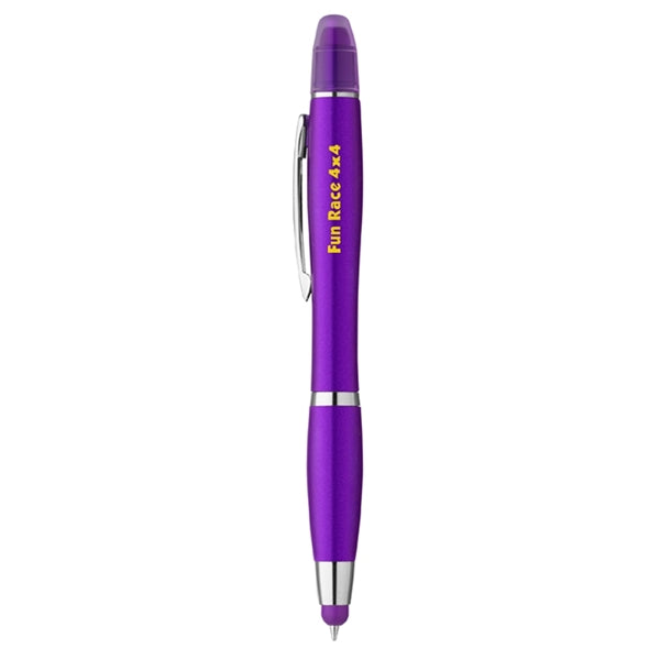 3-in-1 Plastic Ballpoint Pen with Highlighter and Soft Touch