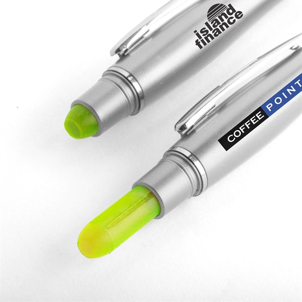 3-in-1 Plastic Ballpoint Pen with Highlighter and Soft Touch