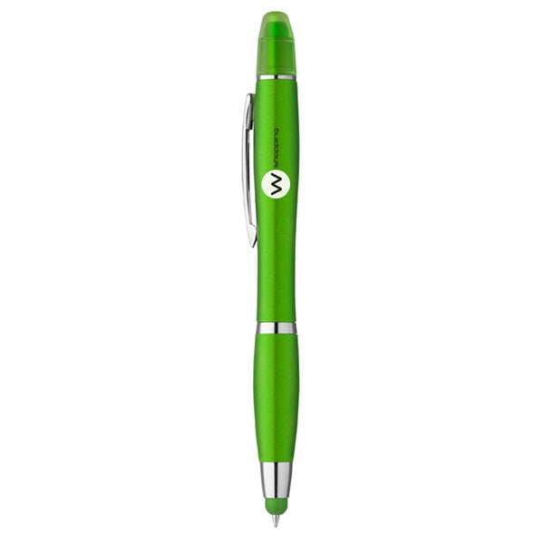 3-in-1 Plastic Ballpoint Pen with Highlighter and Soft Touch