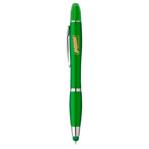 3-in-1 Plastic Ballpoint Pen with Highlighter and Soft Touch