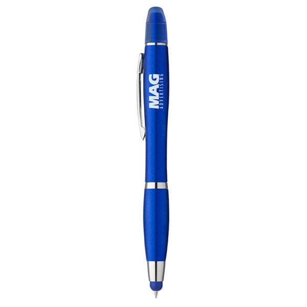 3-in-1 Plastic Ballpoint Pen with Highlighter and Soft Touch