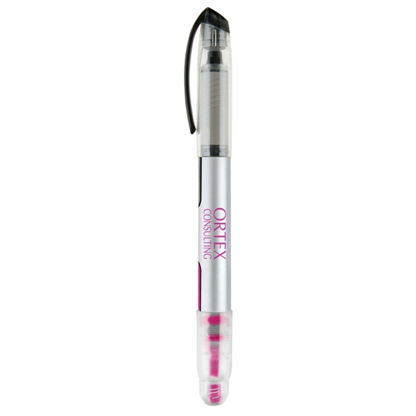 2-in-1 Plastic Rollerball Pen with Highlighter