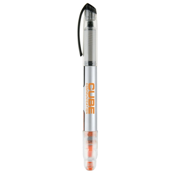2-in-1 Plastic Rollerball Pen with Highlighter