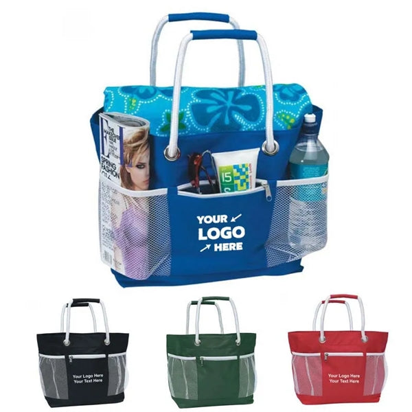 Tote Bag With Rope And Mesh Pocket