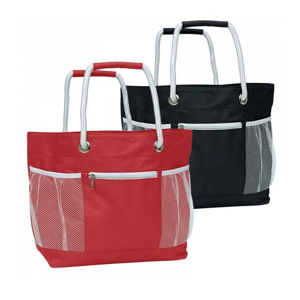 Tote Bag With Rope And Mesh Pocket