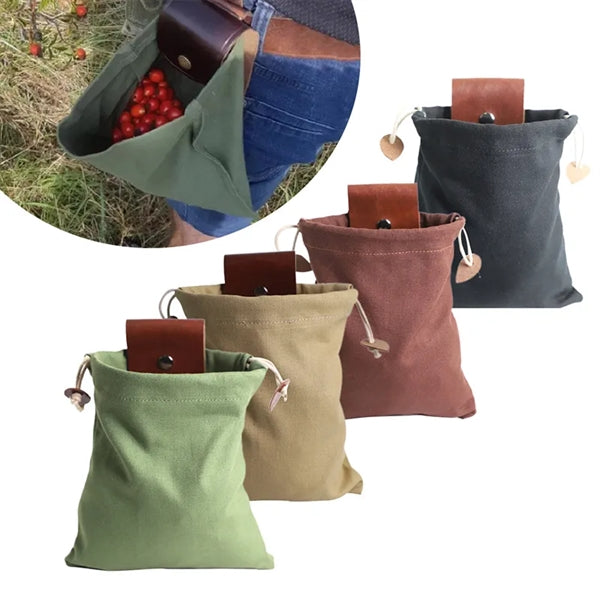 Canvas Foraging Folding Pouch Collapsible Fruit Picking Bag