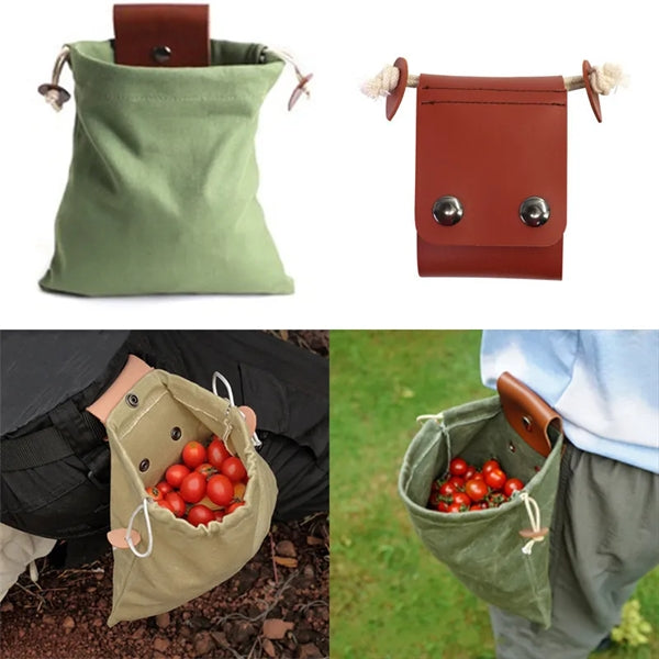 Canvas Foraging Folding Pouch Collapsible Fruit Picking Bag