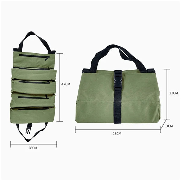 Tool Canvas Bag Wrench Roll Pouch Car Hanging Zipper Tote