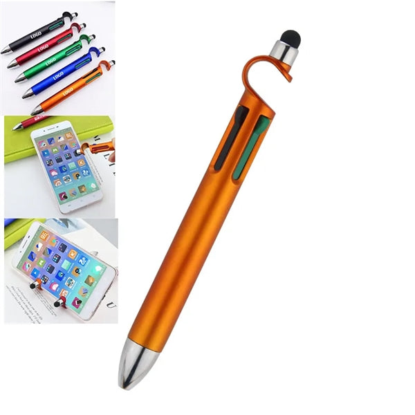 4 Colors in one Stylus Ballpoint Pen with Phone Stand