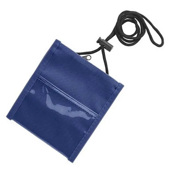 Neck Wallet With Two Pockets, Rear Pen Holder & Zipper